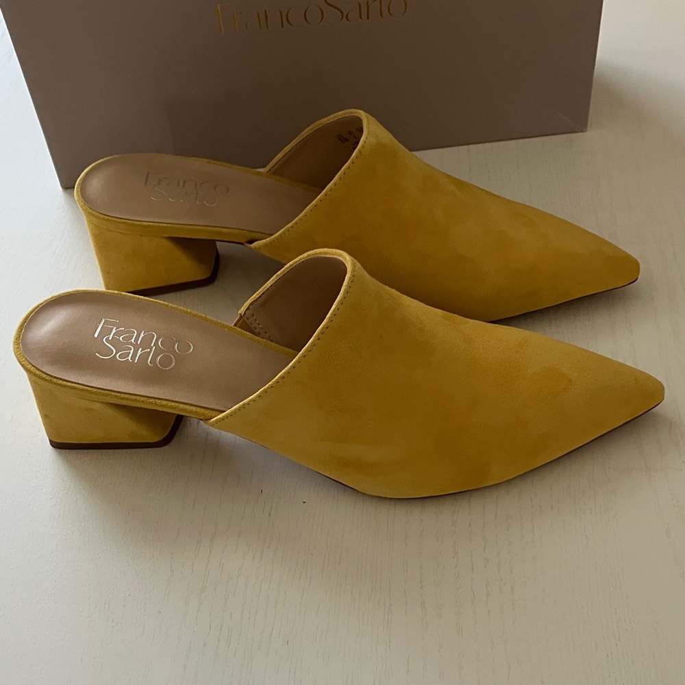 Franco Sarto Rianan Yellow Suede Mules (Size 8) NWT - Picture 7 of 16
